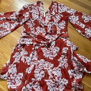Red floral dress